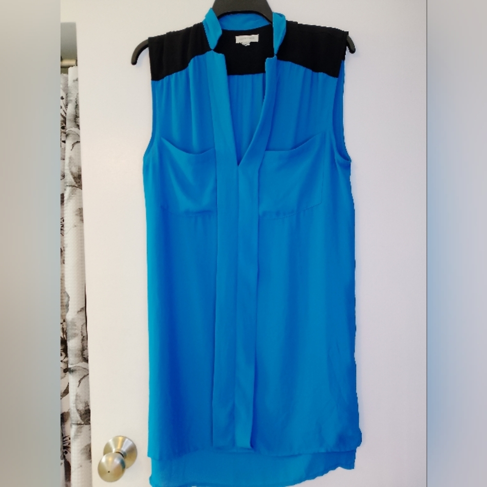 Silence + Noise Sleeveless Blue and Black V-Neck Dress/Tunic